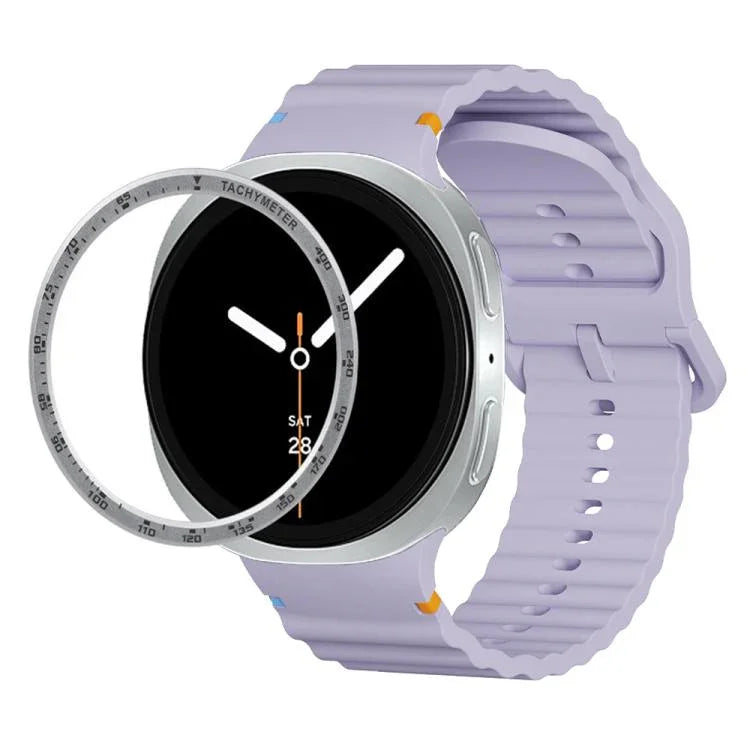 Dây đồng hồ silicone khóa màu thêu họa tiết sóng và viền tốc độ, dành cho Samsung Galaxy Watch8 44mm, Samsung Galaxy Watch8 40mm