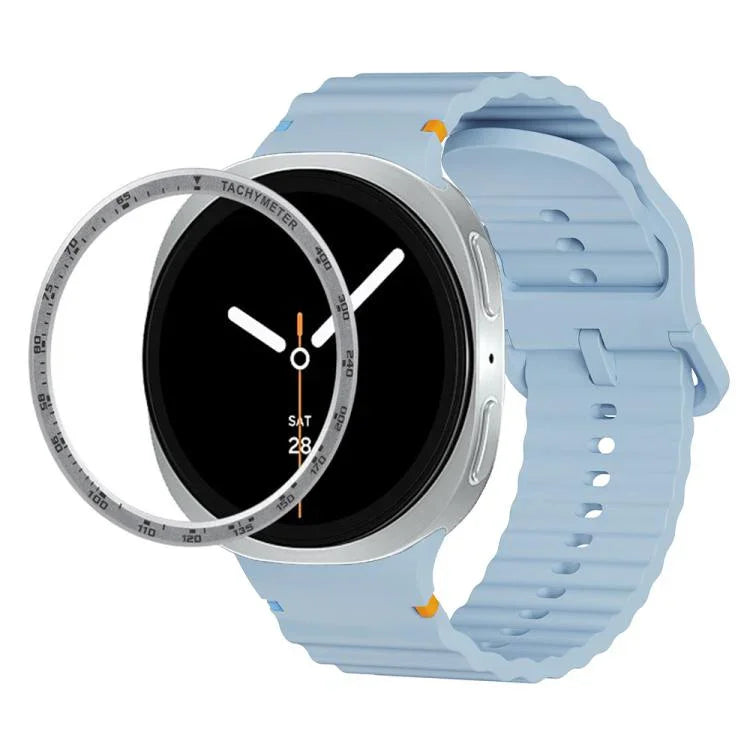 Dây đồng hồ silicone khóa màu thêu họa tiết sóng và viền tốc độ, dành cho Samsung Galaxy Watch8 44mm, Samsung Galaxy Watch8 40mm