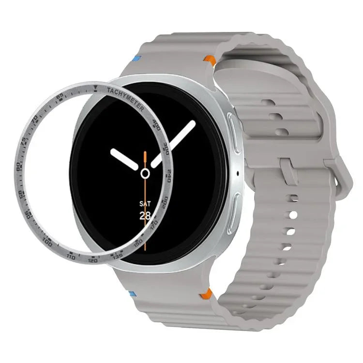 Dây đồng hồ silicone khóa màu thêu họa tiết sóng và viền tốc độ, dành cho Samsung Galaxy Watch8 44mm, Samsung Galaxy Watch8 40mm