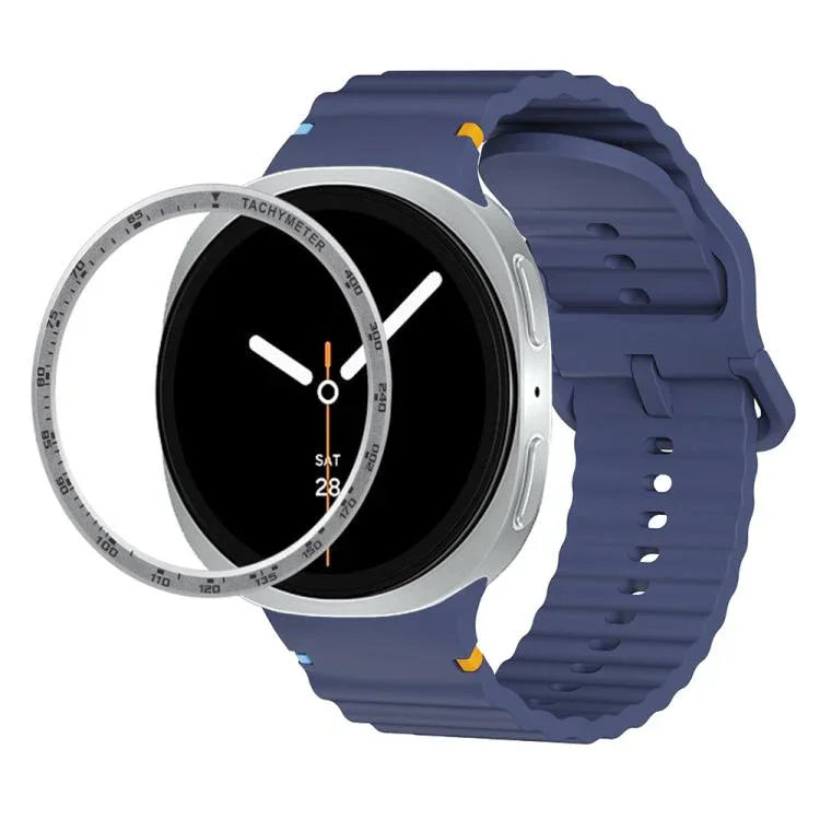 Dây đồng hồ silicone khóa màu thêu họa tiết sóng và viền tốc độ, dành cho Samsung Galaxy Watch8 44mm, Samsung Galaxy Watch8 40mm