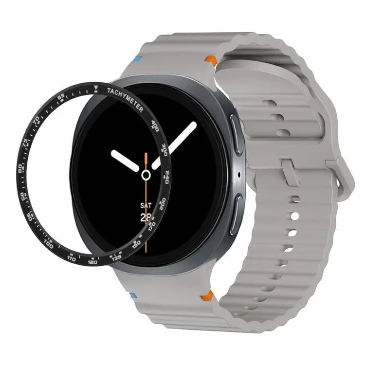 Dây đồng hồ silicone khóa màu thêu họa tiết sóng và viền tốc độ, dành cho Samsung Galaxy Watch8 44mm, Samsung Galaxy Watch8 40mm