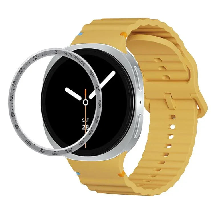 Dây đồng hồ silicone khóa màu thêu họa tiết sóng và viền tốc độ, dành cho Samsung Galaxy Watch8 44mm, Samsung Galaxy Watch8 40mm