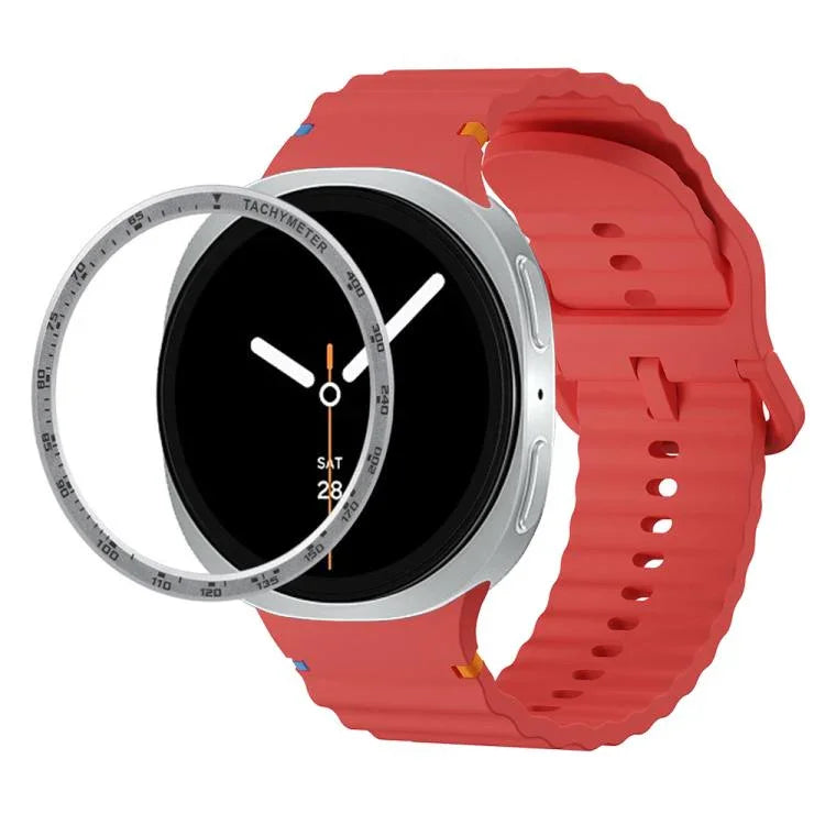 Dây đồng hồ silicone khóa màu thêu họa tiết sóng và viền tốc độ, dành cho Samsung Galaxy Watch8 44mm, Samsung Galaxy Watch8 40mm