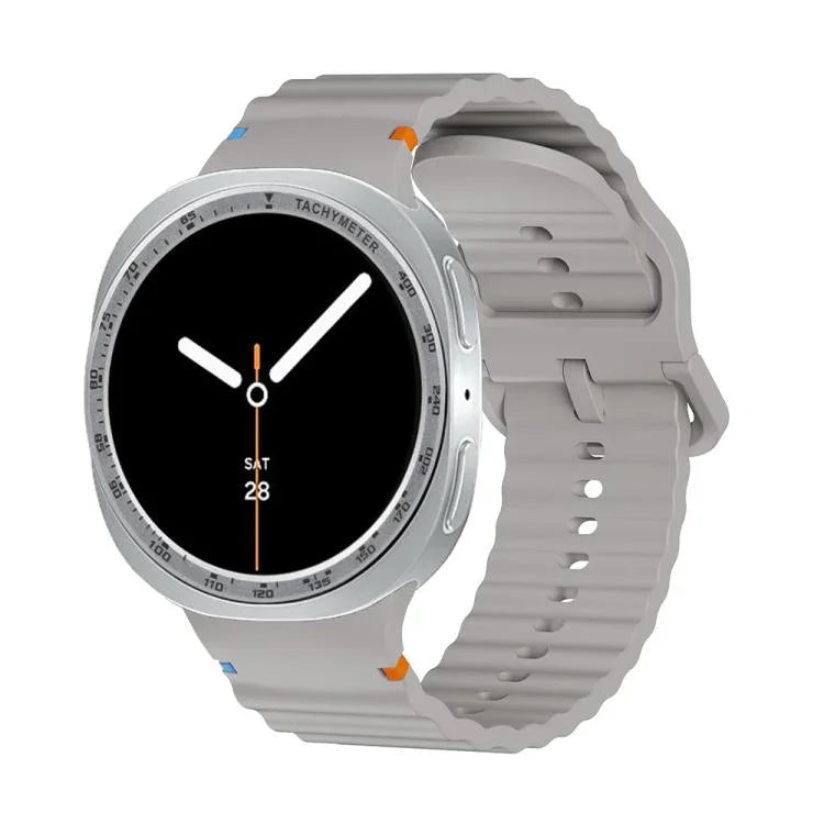 Dây đồng hồ silicone khóa màu thêu họa tiết sóng và viền tốc độ, dành cho Samsung Galaxy Watch8 44mm, Samsung Galaxy Watch8 40mm