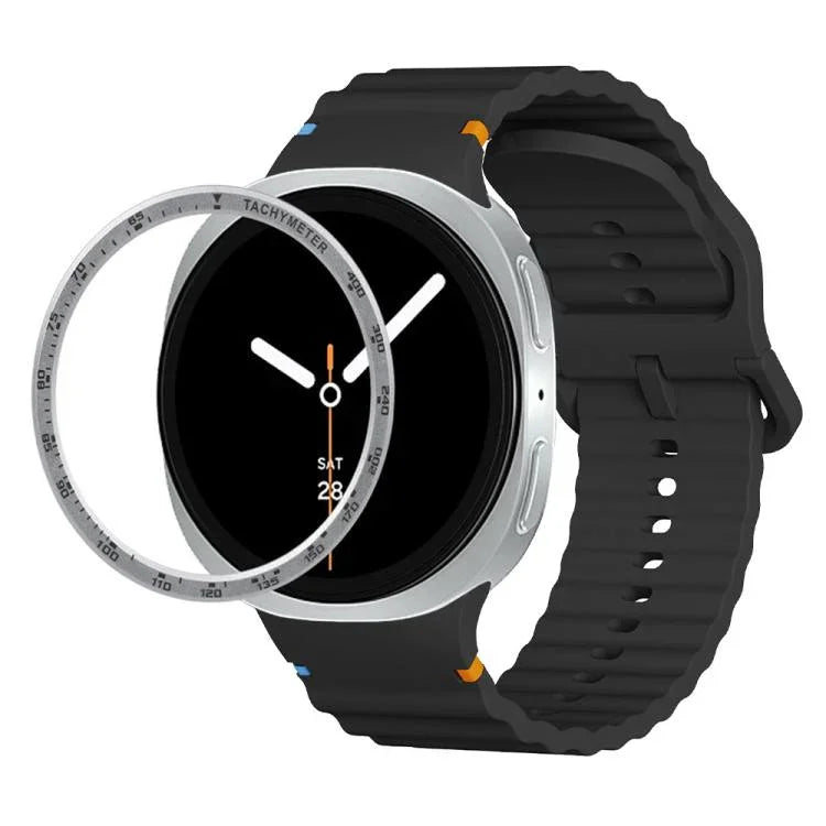 Dây đồng hồ silicone khóa màu thêu họa tiết sóng và viền tốc độ, dành cho Samsung Galaxy Watch8 44mm, Samsung Galaxy Watch8 40mm