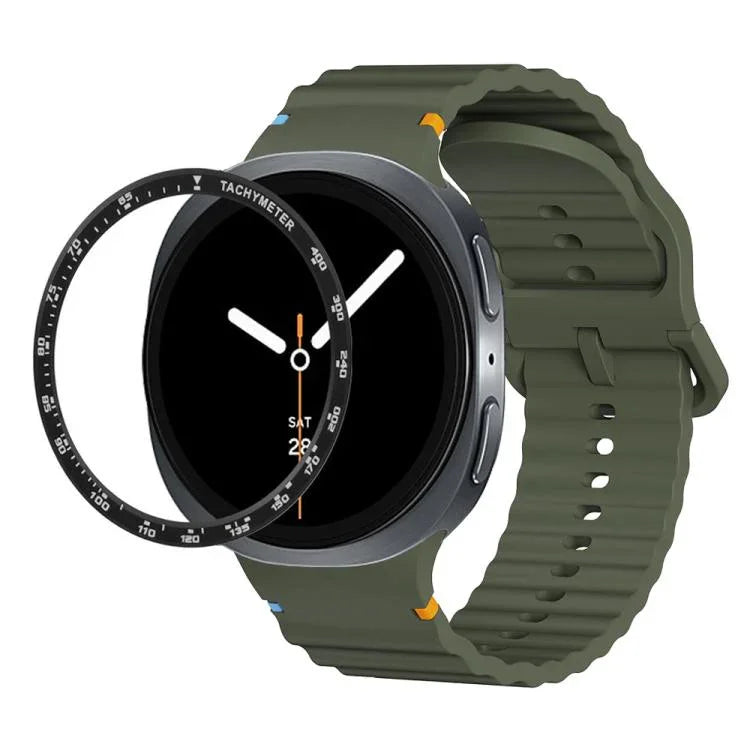 Dây đồng hồ silicone khóa màu thêu họa tiết sóng và viền tốc độ, dành cho Samsung Galaxy Watch8 44mm, Samsung Galaxy Watch8 40mm