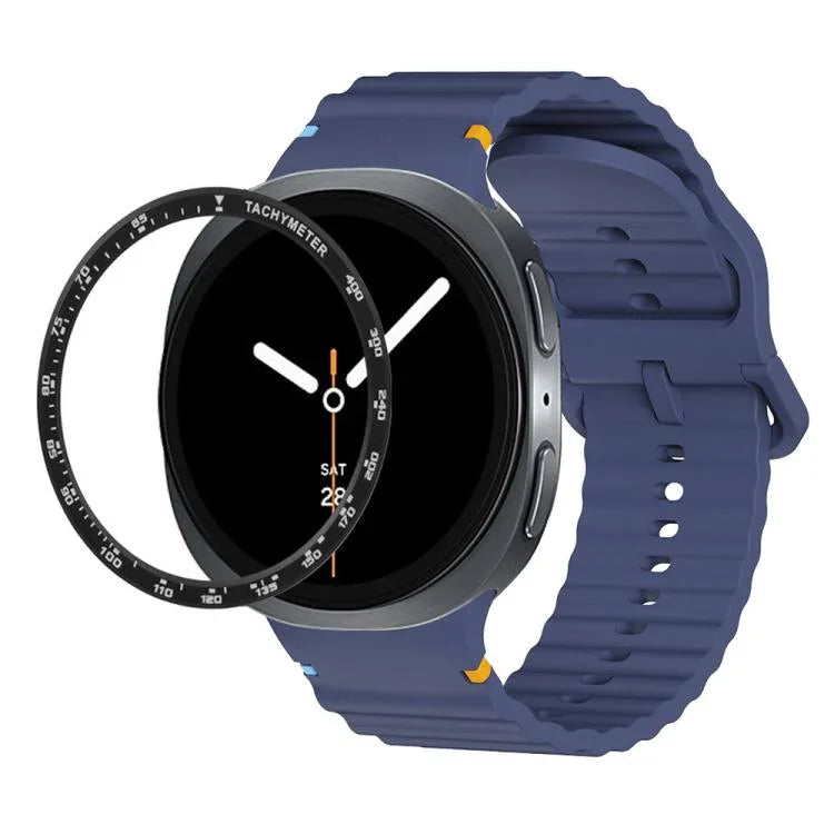 Dây đồng hồ silicone khóa màu thêu họa tiết sóng và viền tốc độ, dành cho Samsung Galaxy Watch8 44mm, Samsung Galaxy Watch8 40mm