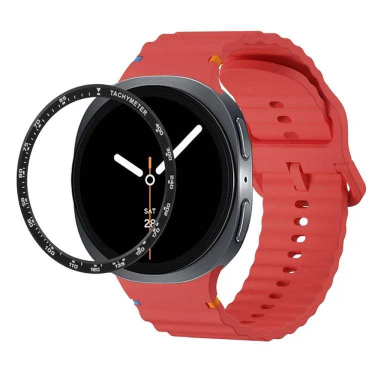 Dây đồng hồ silicone khóa màu thêu họa tiết sóng và viền tốc độ, dành cho Samsung Galaxy Watch8 44mm, Samsung Galaxy Watch8 40mm