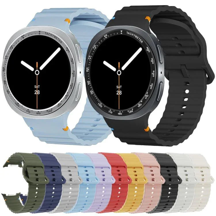 Dây đồng hồ silicone khóa màu thêu họa tiết sóng và viền tốc độ, dành cho Samsung Galaxy Watch8 44mm, Samsung Galaxy Watch8 40mm