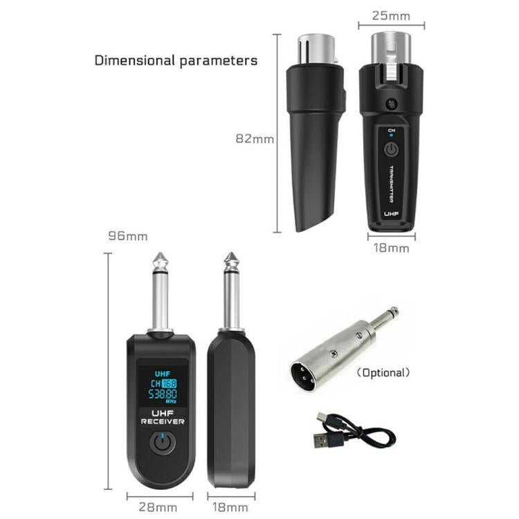 K1 Bộ chuyển đổi micro động cầm tay có dây sang không dây, 1 bộ phát + 1 bộ thu, 1 bộ phát + 1 bộ thu