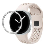 Dây đồng hồ silicone khóa ngược màu đen và viền kim cương, dành cho Samsung Galaxy Watch8 44mm, Samsung Galaxy Watch8 40mm