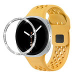 Dây đồng hồ silicone khóa ngược màu đen và viền kim cương, dành cho Samsung Galaxy Watch8 44mm, Samsung Galaxy Watch8 40mm