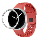 Dây đồng hồ silicone khóa ngược màu đen và viền kim cương, dành cho Samsung Galaxy Watch8 44mm, Samsung Galaxy Watch8 40mm