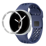 Dây đồng hồ silicone khóa ngược màu đen và viền kim cương, dành cho Samsung Galaxy Watch8 44mm, Samsung Galaxy Watch8 40mm