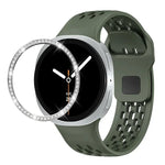 Dây đồng hồ silicone khóa ngược màu đen và viền kim cương, dành cho Samsung Galaxy Watch8 44mm, Samsung Galaxy Watch8 40mm