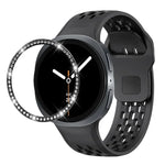 Dây đồng hồ silicone khóa ngược màu đen và viền kim cương, dành cho Samsung Galaxy Watch8 44mm, Samsung Galaxy Watch8 40mm
