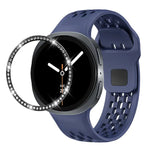 Dây đồng hồ silicone khóa ngược màu đen và viền kim cương, dành cho Samsung Galaxy Watch8 44mm, Samsung Galaxy Watch8 40mm