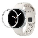 Dây đồng hồ silicone khóa ngược màu đen và viền kim cương, dành cho Samsung Galaxy Watch8 44mm, Samsung Galaxy Watch8 40mm