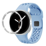 Dây đồng hồ silicone khóa ngược màu đen và viền kim cương, dành cho Samsung Galaxy Watch8 44mm, Samsung Galaxy Watch8 40mm