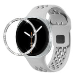 Dây đồng hồ silicone khóa ngược màu đen và viền kim cương, dành cho Samsung Galaxy Watch8 44mm, Samsung Galaxy Watch8 40mm