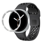 Dây đồng hồ silicone khóa ngược màu đen và viền kim cương, dành cho Samsung Galaxy Watch8 44mm, Samsung Galaxy Watch8 40mm