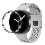 Dây đồng hồ silicone khóa ngược màu đen và viền kim cương, dành cho Samsung Galaxy Watch8 44mm, Samsung Galaxy Watch8 40mm