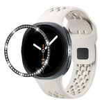 Dây đồng hồ silicone khóa ngược màu đen và viền kim cương, dành cho Samsung Galaxy Watch8 44mm, Samsung Galaxy Watch8 40mm