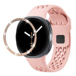 Dây đồng hồ silicone khóa ngược màu đen và viền kim cương, dành cho Samsung Galaxy Watch8 44mm, Samsung Galaxy Watch8 40mm