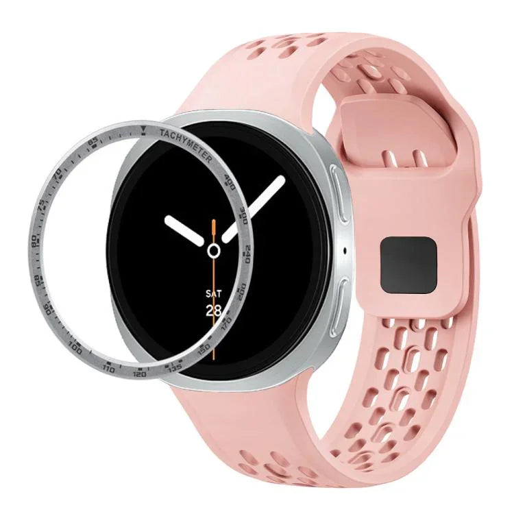 Dây đồng hồ silicone khóa ngược màu đen và viền tốc độ, dành cho Samsung Galaxy Watch8 44mm, Samsung Galaxy Watch8 40mm