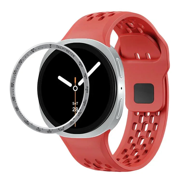 Dây đồng hồ silicone khóa ngược màu đen và viền tốc độ, dành cho Samsung Galaxy Watch8 44mm, Samsung Galaxy Watch8 40mm