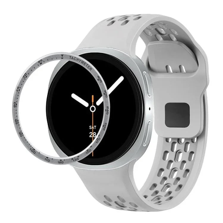 Dây đồng hồ silicone khóa ngược màu đen và viền tốc độ, dành cho Samsung Galaxy Watch8 44mm, Samsung Galaxy Watch8 40mm