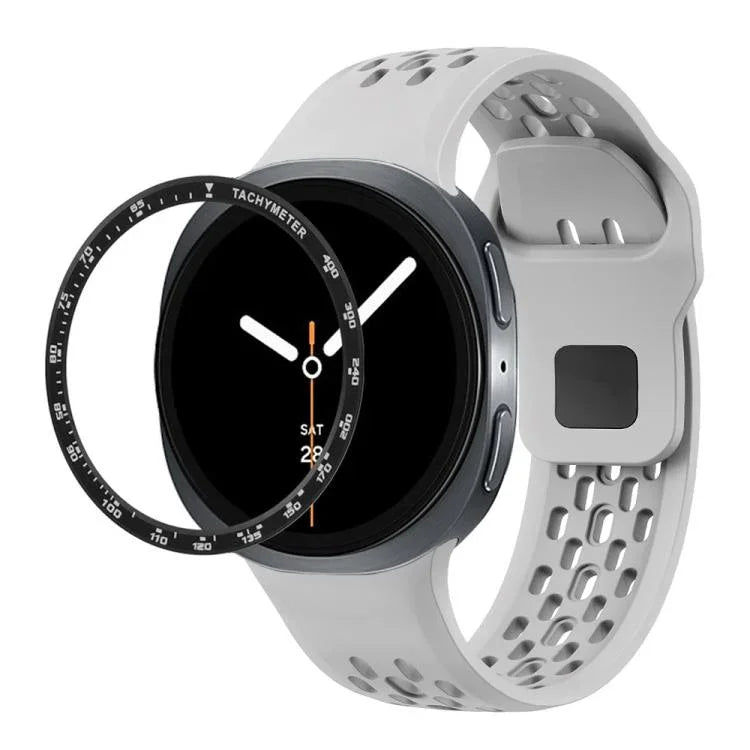 Dây đồng hồ silicone khóa ngược màu đen và viền tốc độ, dành cho Samsung Galaxy Watch8 44mm, Samsung Galaxy Watch8 40mm