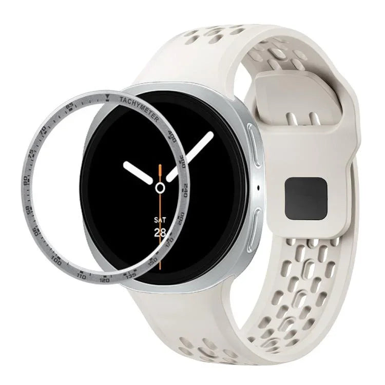 Dây đồng hồ silicone khóa ngược màu đen và viền tốc độ, dành cho Samsung Galaxy Watch8 44mm, Samsung Galaxy Watch8 40mm