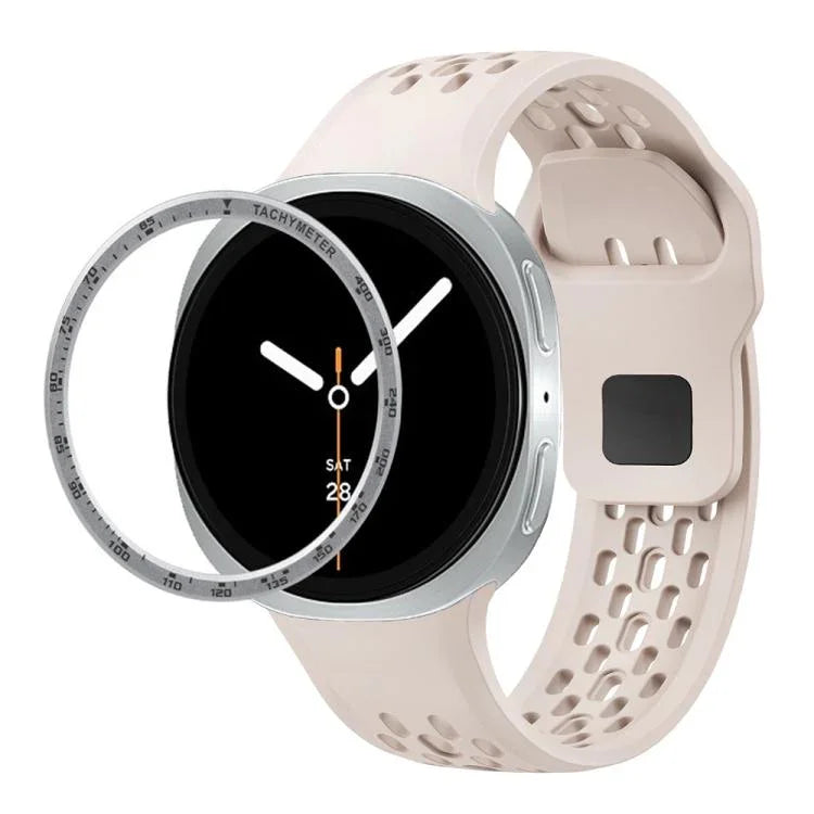 Dây đồng hồ silicone khóa ngược màu đen và viền tốc độ, dành cho Samsung Galaxy Watch8 44mm, Samsung Galaxy Watch8 40mm