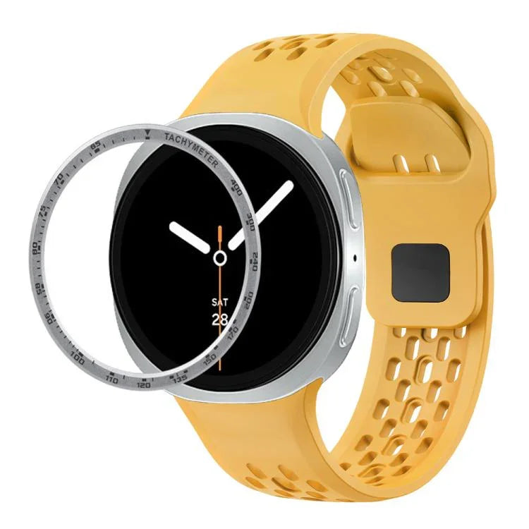Dây đồng hồ silicone khóa ngược màu đen và viền tốc độ, dành cho Samsung Galaxy Watch8 44mm, Samsung Galaxy Watch8 40mm