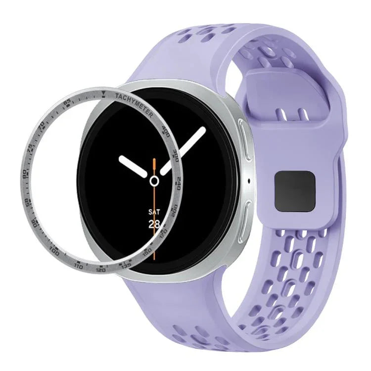 Dây đồng hồ silicone khóa ngược màu đen và viền tốc độ, dành cho Samsung Galaxy Watch8 44mm, Samsung Galaxy Watch8 40mm