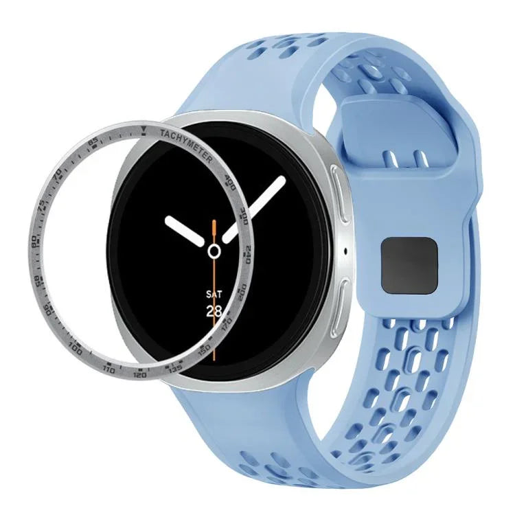 Dây đồng hồ silicone khóa ngược màu đen và viền tốc độ, dành cho Samsung Galaxy Watch8 44mm, Samsung Galaxy Watch8 40mm