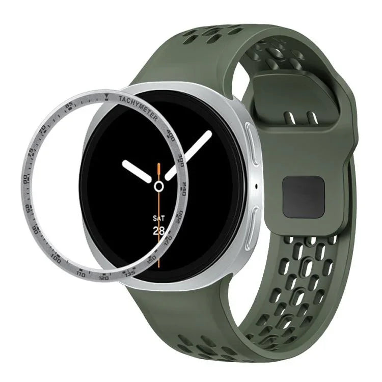 Dây đồng hồ silicone khóa ngược màu đen và viền tốc độ, dành cho Samsung Galaxy Watch8 44mm, Samsung Galaxy Watch8 40mm