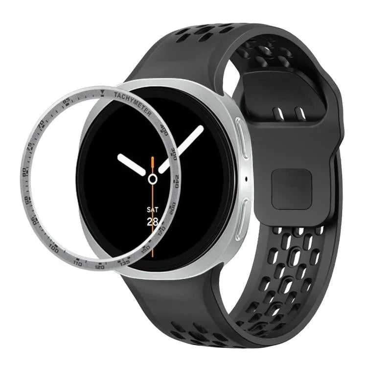 Dây đồng hồ silicone khóa ngược màu đen và viền tốc độ, dành cho Samsung Galaxy Watch8 44mm, Samsung Galaxy Watch8 40mm