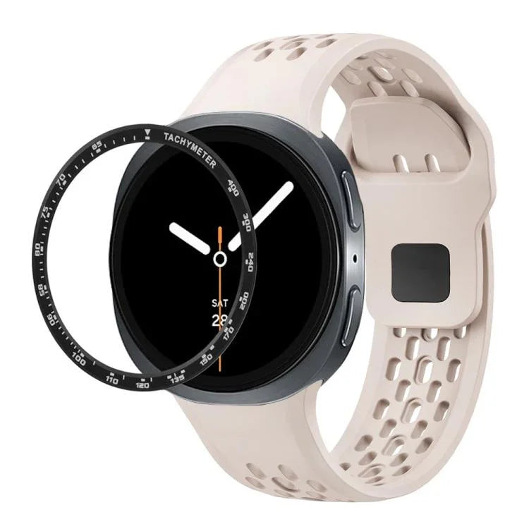 Dây đồng hồ silicone khóa ngược màu đen và viền tốc độ, dành cho Samsung Galaxy Watch8 44mm, Samsung Galaxy Watch8 40mm