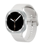 Dây đồng hồ silicone thêu màu trơn và viền kim cương, dành cho Samsung Galaxy Watch8 44mm, Samsung Galaxy Watch8 40mm