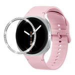Dây đồng hồ silicone thêu màu trơn và viền kim cương, dành cho Samsung Galaxy Watch8 44mm, Samsung Galaxy Watch8 40mm