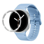 Dây đồng hồ silicone thêu màu trơn và viền kim cương, dành cho Samsung Galaxy Watch8 44mm, Samsung Galaxy Watch8 40mm