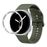 Dây đồng hồ silicone thêu màu trơn và viền kim cương, dành cho Samsung Galaxy Watch8 44mm, Samsung Galaxy Watch8 40mm