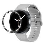 Dây đồng hồ silicone thêu màu trơn và viền kim cương, dành cho Samsung Galaxy Watch8 44mm, Samsung Galaxy Watch8 40mm