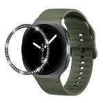Dây đồng hồ silicone thêu màu trơn và viền kim cương, dành cho Samsung Galaxy Watch8 44mm, Samsung Galaxy Watch8 40mm