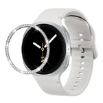 Dây đồng hồ silicone thêu màu trơn và viền kim cương, dành cho Samsung Galaxy Watch8 44mm, Samsung Galaxy Watch8 40mm