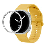 Dây đồng hồ silicone thêu màu trơn và viền kim cương, dành cho Samsung Galaxy Watch8 44mm, Samsung Galaxy Watch8 40mm