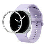 Dây đồng hồ silicone thêu màu trơn và viền kim cương, dành cho Samsung Galaxy Watch8 44mm, Samsung Galaxy Watch8 40mm