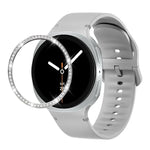 Dây đồng hồ silicone thêu màu trơn và viền kim cương, dành cho Samsung Galaxy Watch8 44mm, Samsung Galaxy Watch8 40mm